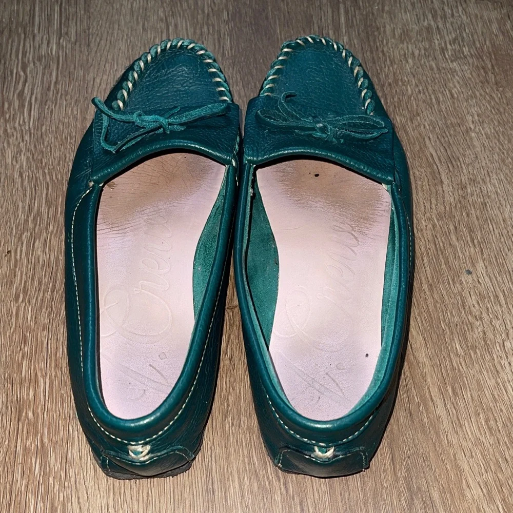 J.Crew amend green unlined leather moccasin slip-on loafers. 7